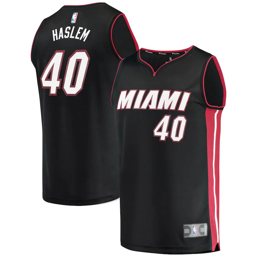 Men Miami Heat #40 Udonis Haslem Fanatics Branded Black Fast Break Replica Player NBA Jersey